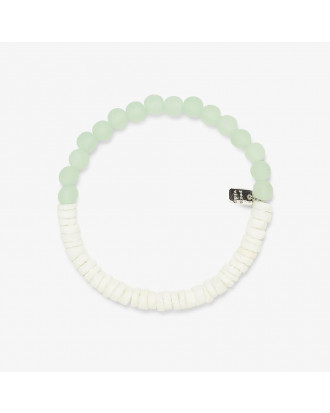 Pura Vida narukvica Puka Shell & Frosted Bead Stretch